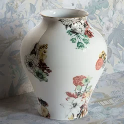 Cairo Amphora Porcelain Vase With Flowers And Architectures H27Cm