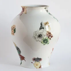 Cairo Amphora Porcelain Vase With Flowers And Architectures H27Cm