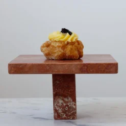 Cake Stand in Red Travertine Marble