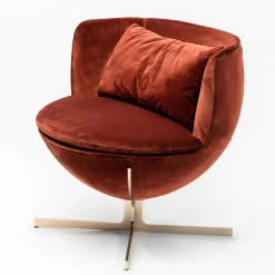 Calice Red Velvet Armchair by Patrick Norguet