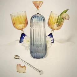 Calypso Blue Bottle and Glass