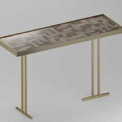 Camilla Wallpaper Nebbia Ceramic Console with Gold Finish