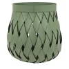 Canaria Tall Braided Green Leather Basket