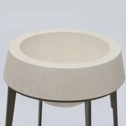 Capasa Large Iron & Lecce Limestone Vase by Silvio De Ponte