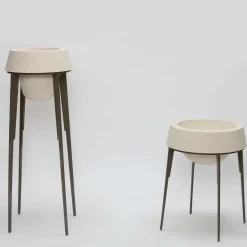 Capasa Large Iron & Lecce Limestone Vase by Silvio De Ponte