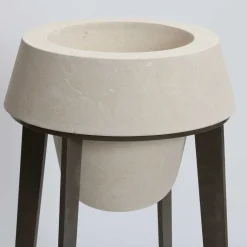 Capasa Tall Iron & Lecce Limestone Vase by Silvio De Ponte
