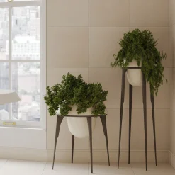 Capasa Tall Iron & Lecce Limestone Vase by Silvio De Ponte