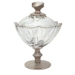 Capriccio Platinum & Crystal Footed Bowl with Lid