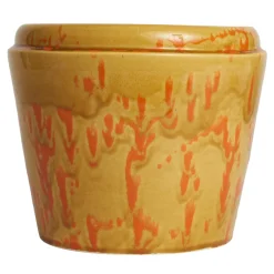 Caramel and Orange Ceramic Cachepot Vase