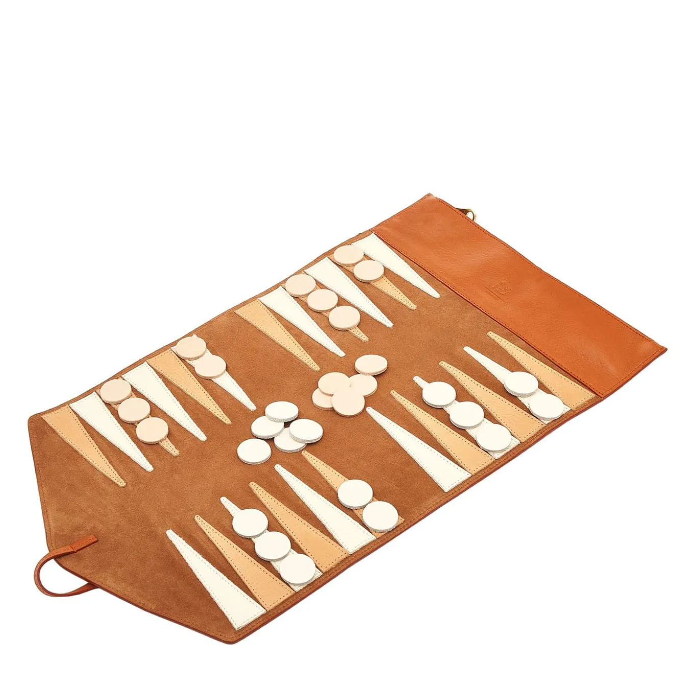 Caramel Leather Travel Backgammon Set