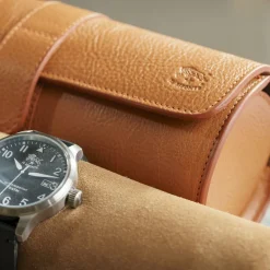 Caramel Leather Watch and Jewelry Case