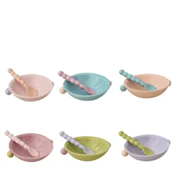 Carosello Set of 6 Multicolor Ceramic Small Cups and Spoons