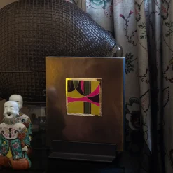 Carré Cloisonné On Burnished Brass Decorative Art Piece #6