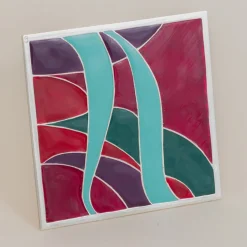 Carré Cloisonné On Leather Decorative Art Piece #14