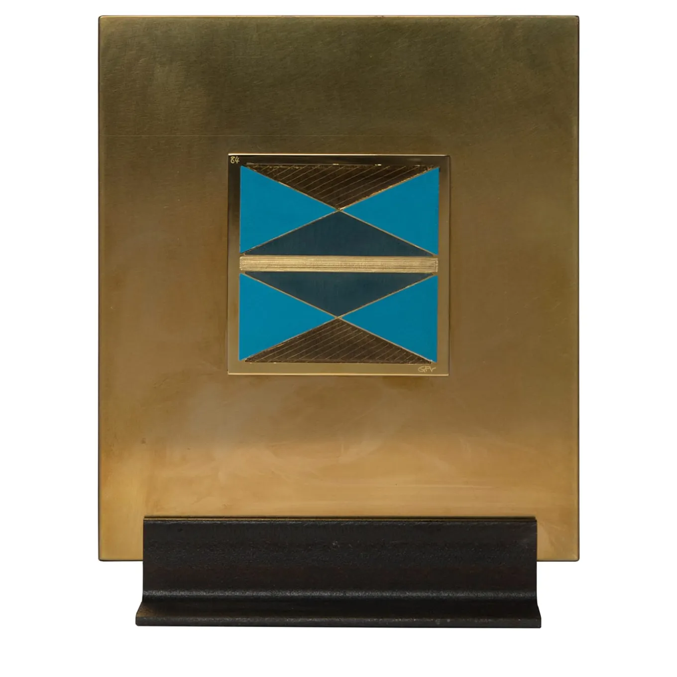 Carré Cloisonné On Satin Brass Decorative Art Piece #4