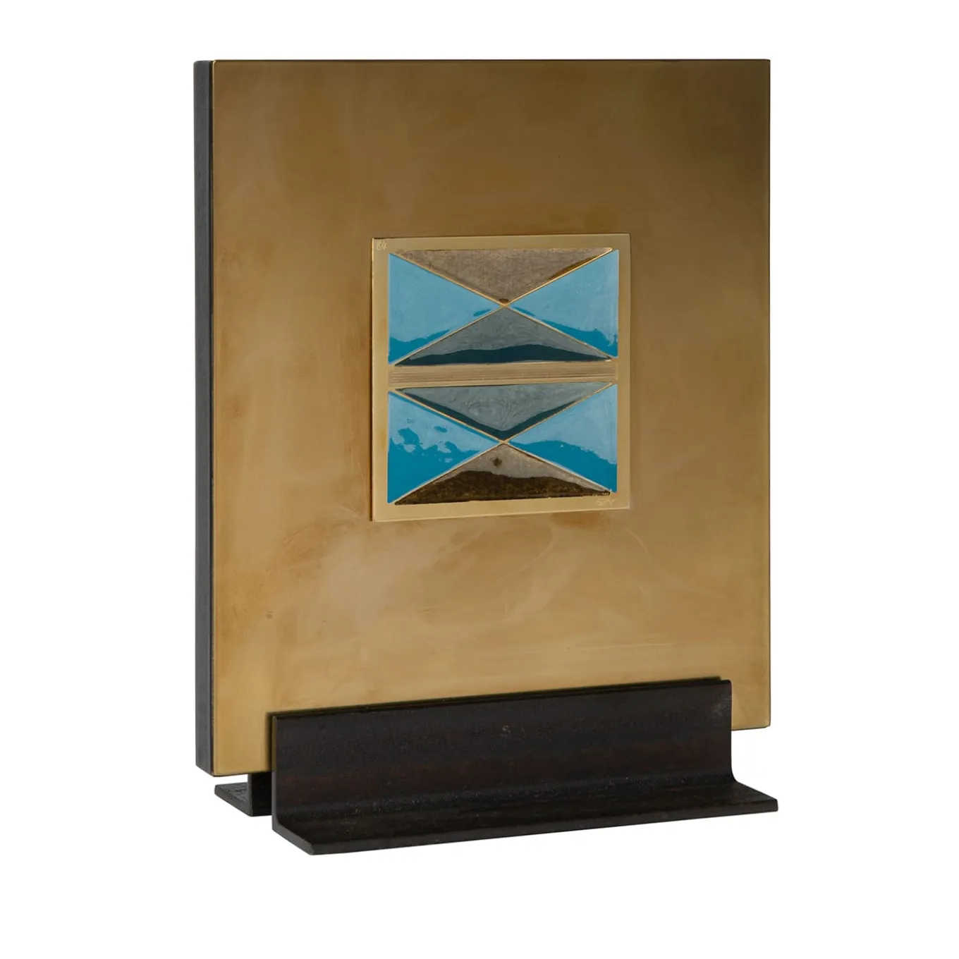 Carré Cloisonné On Satin Brass Decorative Art Piece #4