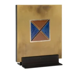 Carré Cloisonné On Satin Brass Decorative Art Piece #5