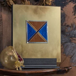 Carré Cloisonné On Satin Brass Decorative Art Piece #5