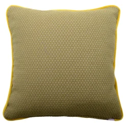 Carrè Cushion in moss cotton velvet and jacquard fabric