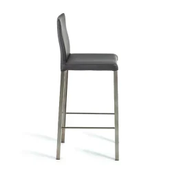 Castelfranco Gray Leather Bar Stool