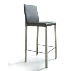 Castelfranco Gray Leather Bar Stool