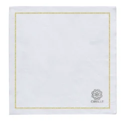 Castello Svevo Set of 2 Gold-Embroidered Linen Napkins