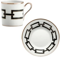 Catene Nero Set of 2 Espresso Cups and Saucers by Gio Ponti