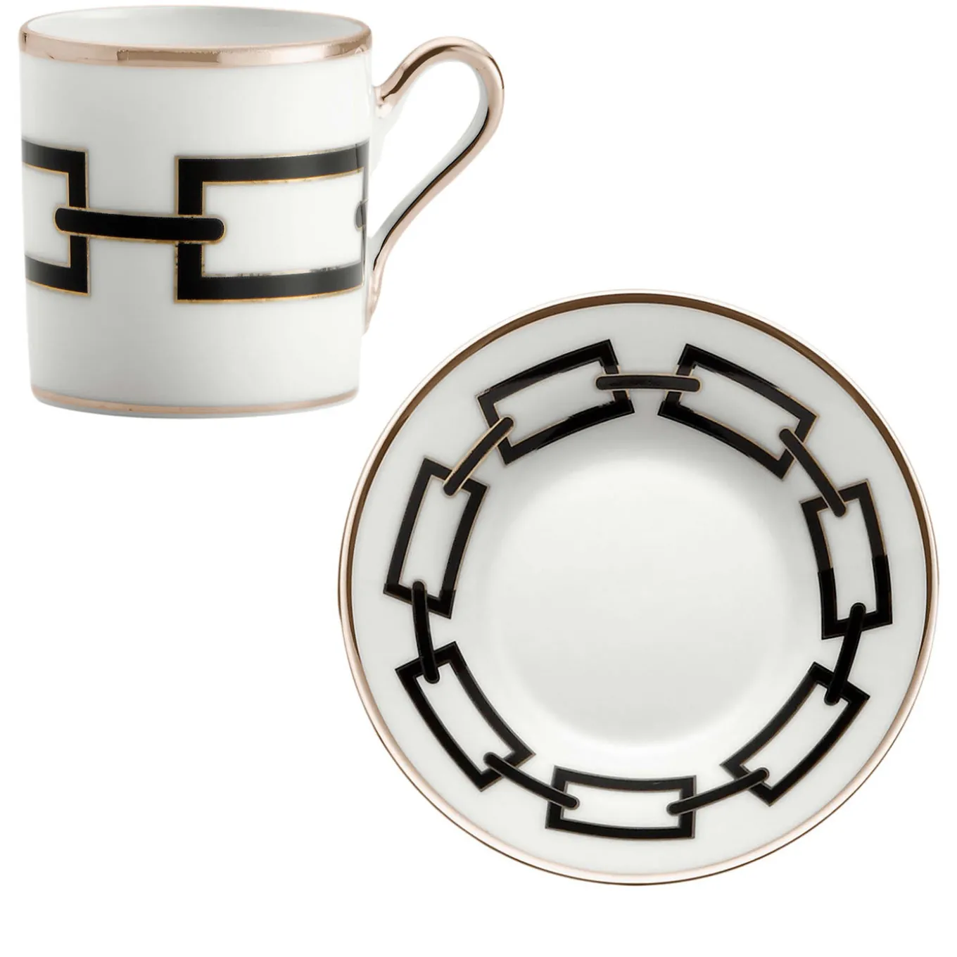 Catene Nero Set of 2 Espresso Cups and Saucers by Gio Ponti