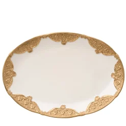 Caterina Small Oval White & Gold Serving Plate