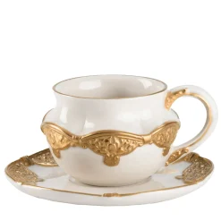 Caterina White & Gold Espresso Cup with Saucer
