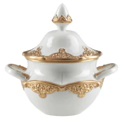 Caterina White & Gold Sugar Bowl with Lid