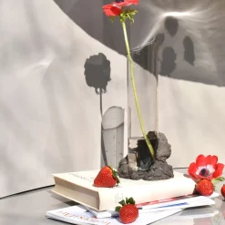 Catharsis Black Glass & Stone Vase #1