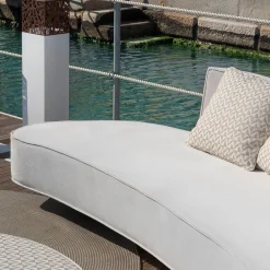 Cayman Curved White fabric with Cushions Outdoor Sofa