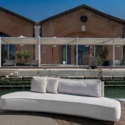 Cayman Curved White fabric with Cushions Outdoor Sofa