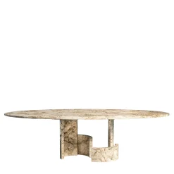 CC Oval Beige Marble Dining Table