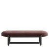 Cecil Bordeaux wood and leather bench