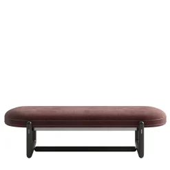 Cecil Bordeaux wood and leather bench