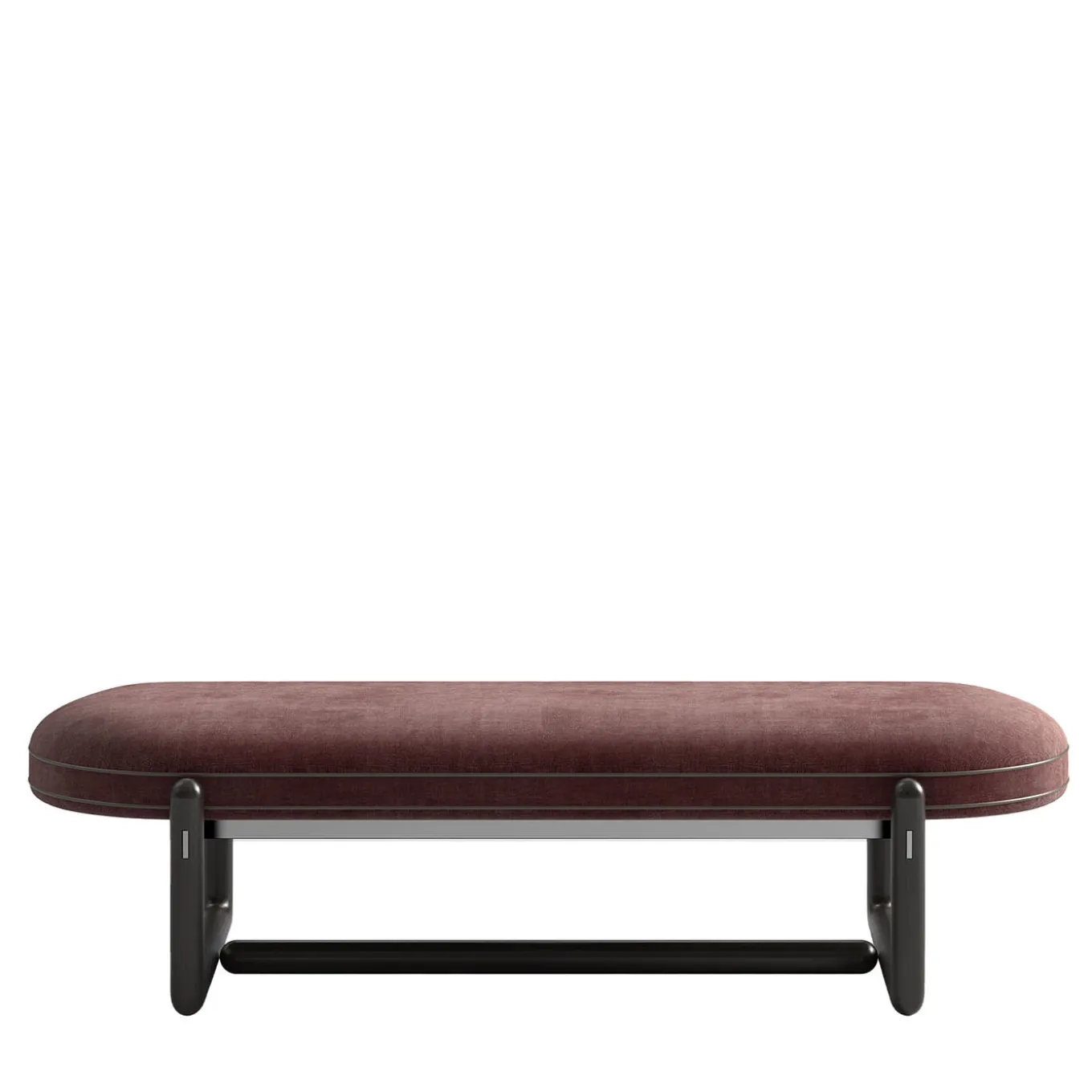 Cecil Bordeaux wood and leather bench