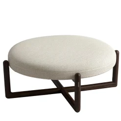 Cecil L White iroko wood outdoor pouf