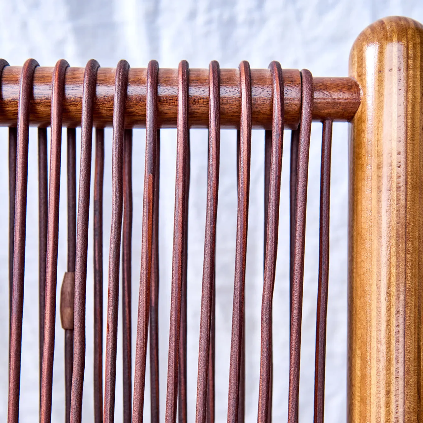 Chaise Okoume Wood And Brown Leather Chaise Longue
