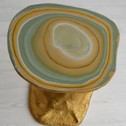 Charles Light Green And Gold Wood Side Table