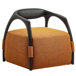 Chassis Black Ash Solid Wood Armchair & Orange Fabric Upholstery