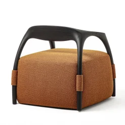 Chassis Black Ash Solid Wood Armchair & Orange Fabric Upholstery