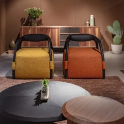 Chassis Black Ash Solid Wood Armchair & Orange Fabric Upholstery