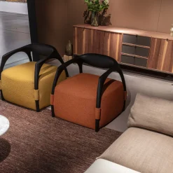 Chassis Black Ash Solid Wood Armchair & Orange Fabric Upholstery