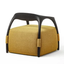 Chassis Black Ash Solid Wood Armchair & Yellow Fabric Upholstery
