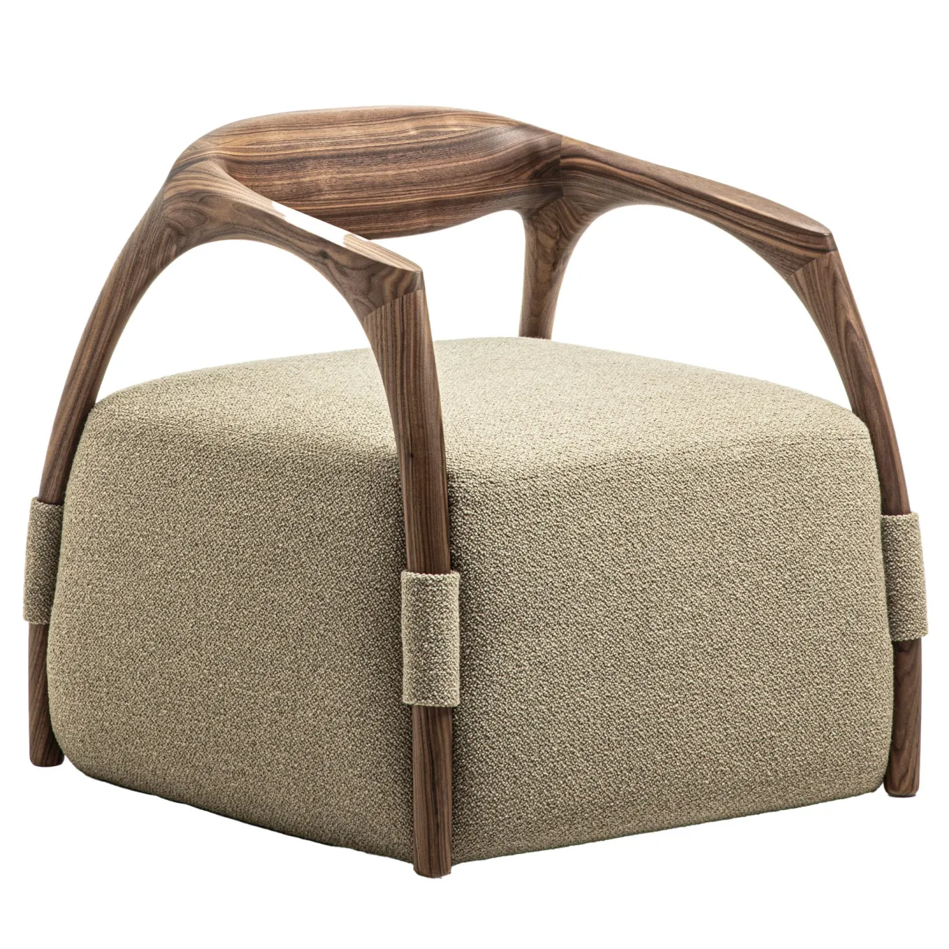 Chassis Canaletto Walnut Solid Wood Armchair & Fabric Upholstery