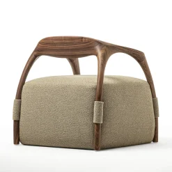 Chassis Canaletto Walnut Solid Wood Armchair & Fabric Upholstery