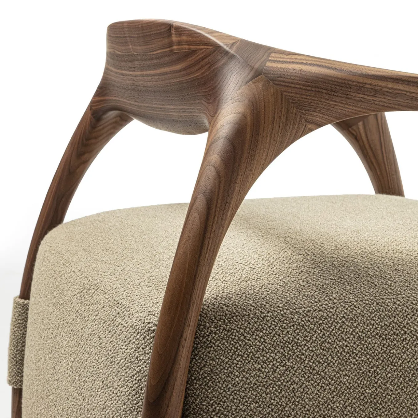 Chassis Canaletto Walnut Solid Wood Armchair & Fabric Upholstery