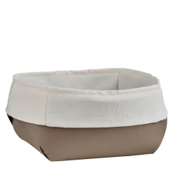 Chocolate Leather With Removable Cotton Bag Bread Basket